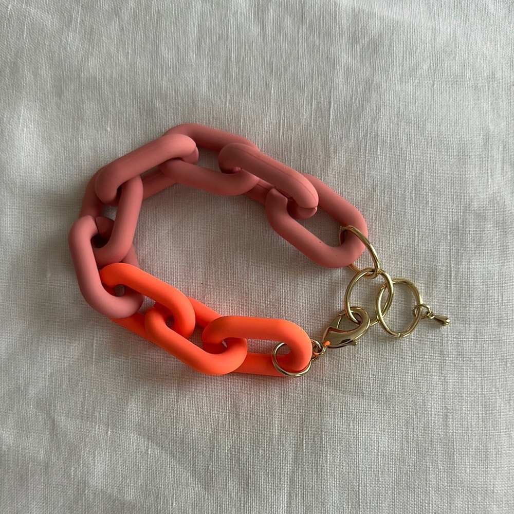 Vibrant Pink and Orange Chain Bracelet